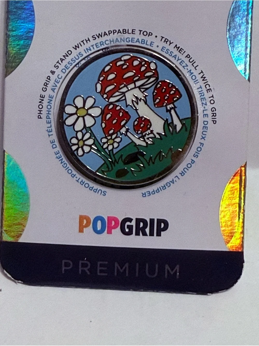 Popsockets Premium PopGrip Fun Guy enamel Swappable Top Grip Mushrooms & Daisys
